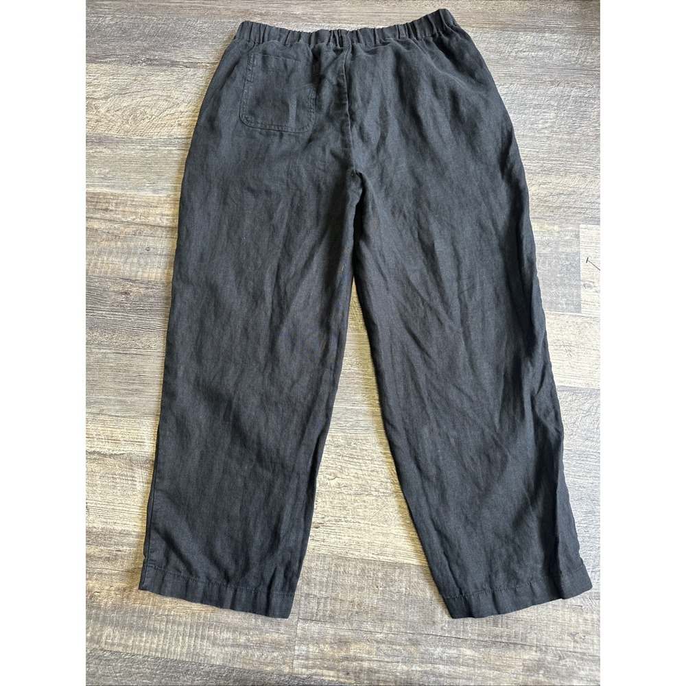 Quince 100% European Linen Wide Leg Pants Womens Medium Solid Black - Picture 9 of 14